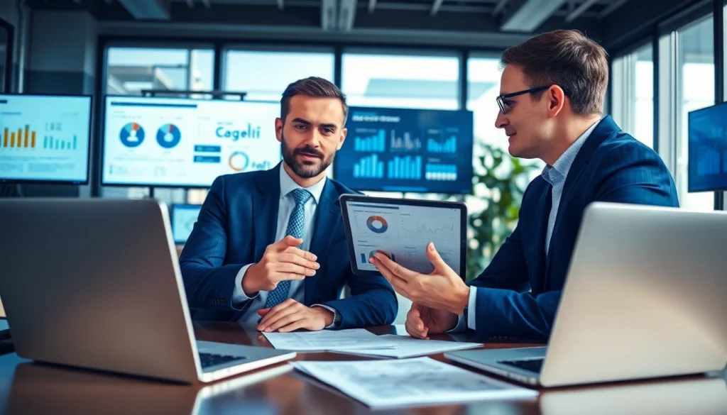 Headhunter IT berät einen Kunden in einem modernen Büro, um optimale Kandidaten zu finden.