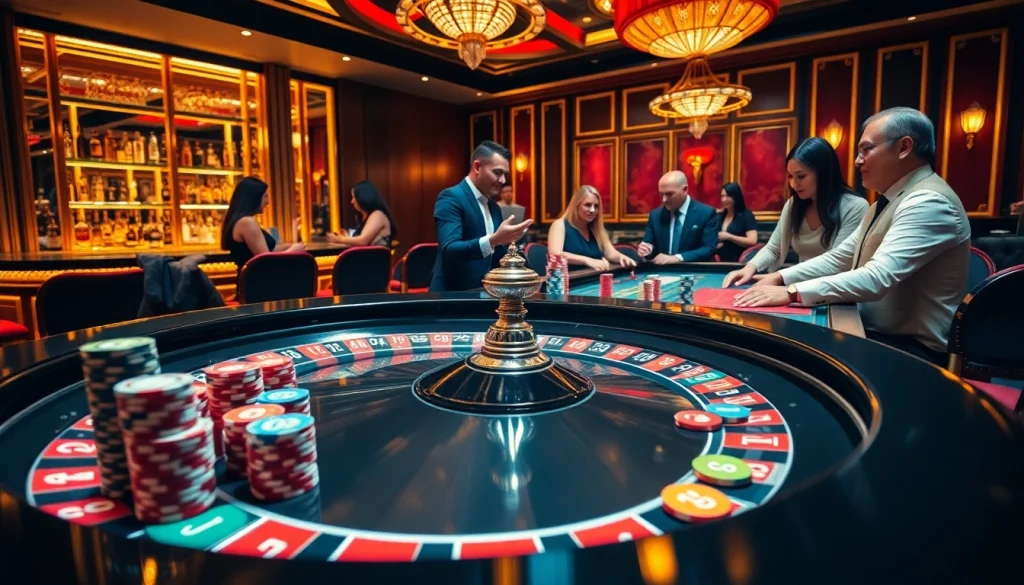 The intense atmosphere of an 88i bet with players at a blackjack table, showcasing excitement and high stakes.