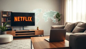 Seamless streaming experience with a Netflix VPN in a cozy living room setting.